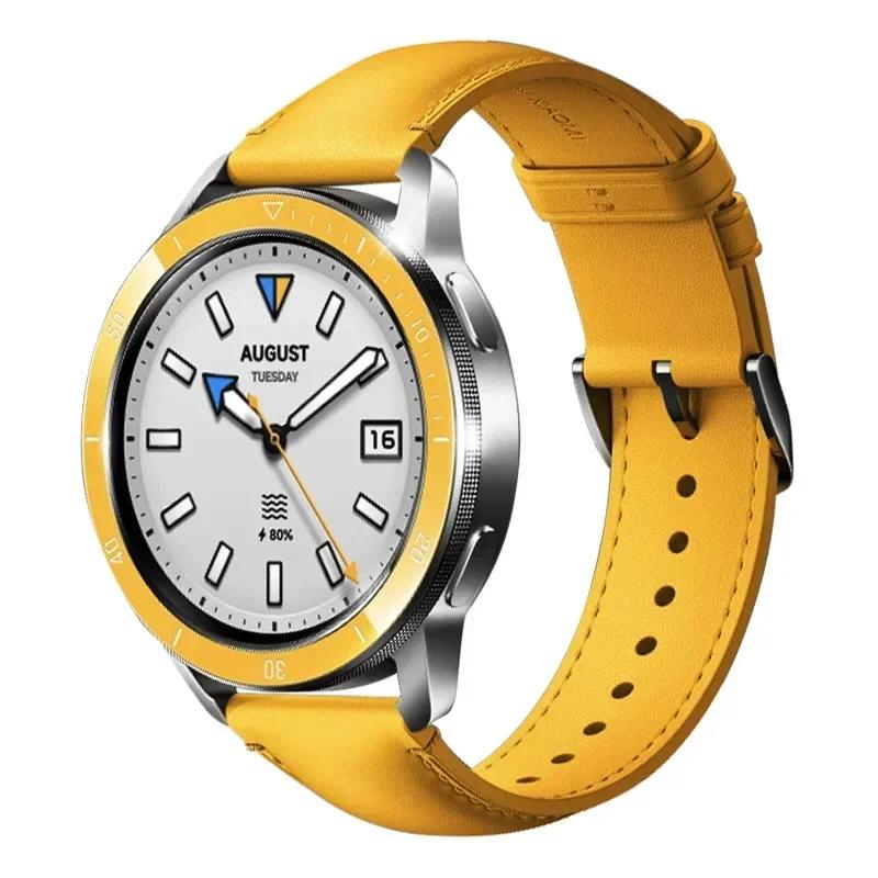 

22-миллиметровый кожаный ремешок для Xiaomi Watch S4 S3/S2/S1 Active Мягкий браслет для часов Color 2/1 Спортивная серия Аксессуары для ремешка Xiaomi Watch S4 жёлтый