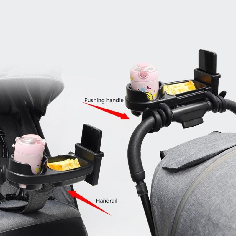 Baby Strollers Snacks Tray with Cup Holder, Food Tray with Lid Multifunctional Organiser Removable Phone Storage Slot
