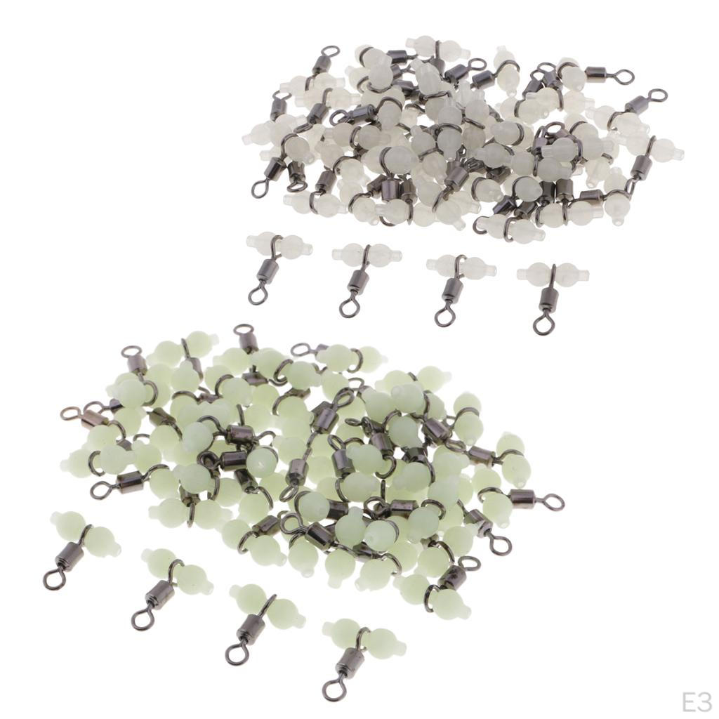 50 Pcs Water Bottle with Glow Beads Luminous Fishing Triple Swivel
