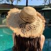 Lafite Large Brim Straw Hat Seaside Beach Hat Summer Hollow Straw Hat Sun Protection Shade Sun Hat Women