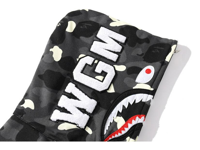 Grenzüberschreitendes Camouflage Bape Shark Leuchtendes Sweatshirt mit doppelter Kapuze