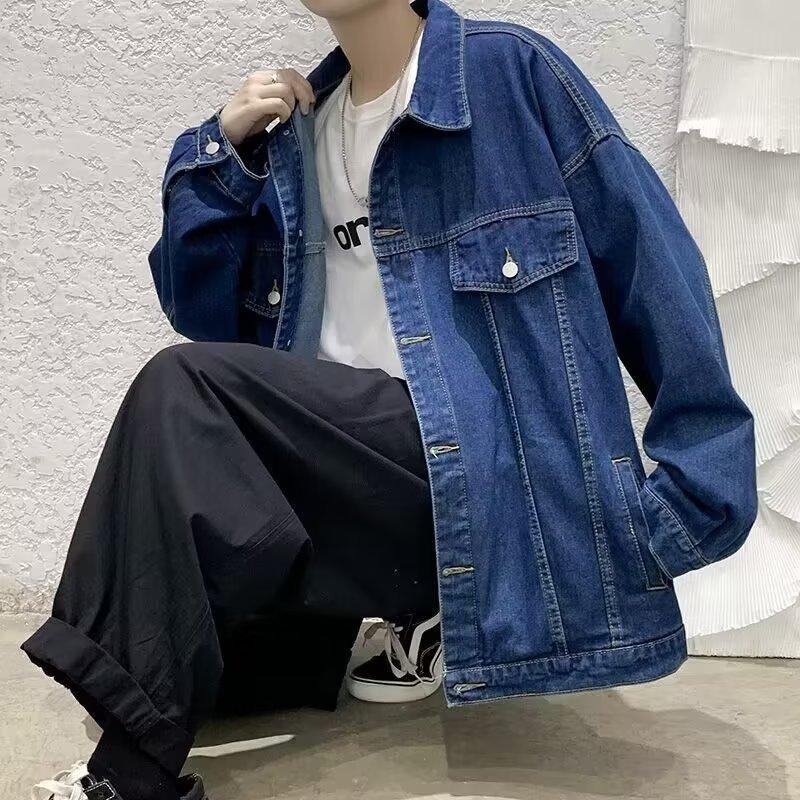 Men's Oversized Denim Jacket Casual Pocket Detail Button Down Streetwear Outerwear