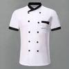 Camicia da cuoco Doppiopetto Tasca applicata Collo alto Bottoni Maniche corte Cucina Ristorante Unisex Taglie Forti Uniforme da cuoco Indumento da ristorante