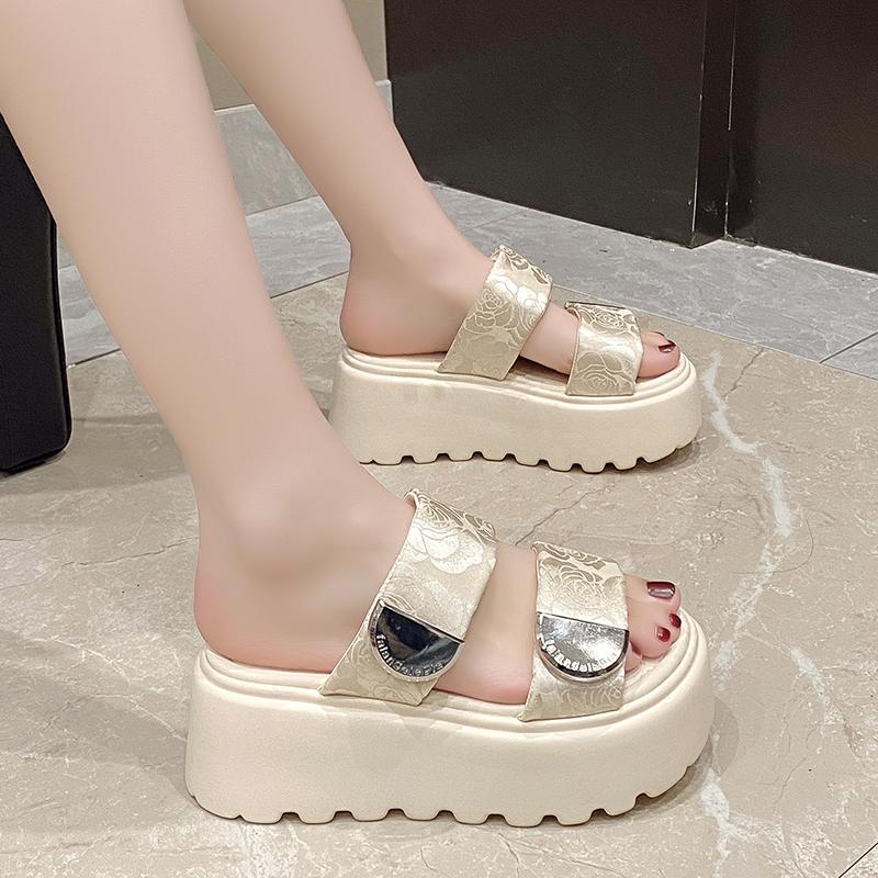 Fashion 7.5CM Casual Wedge Slippers Women New Summer Non Slip Platform Sandals Woman Open Toe Comfortable Female Chunky Beach Slippers