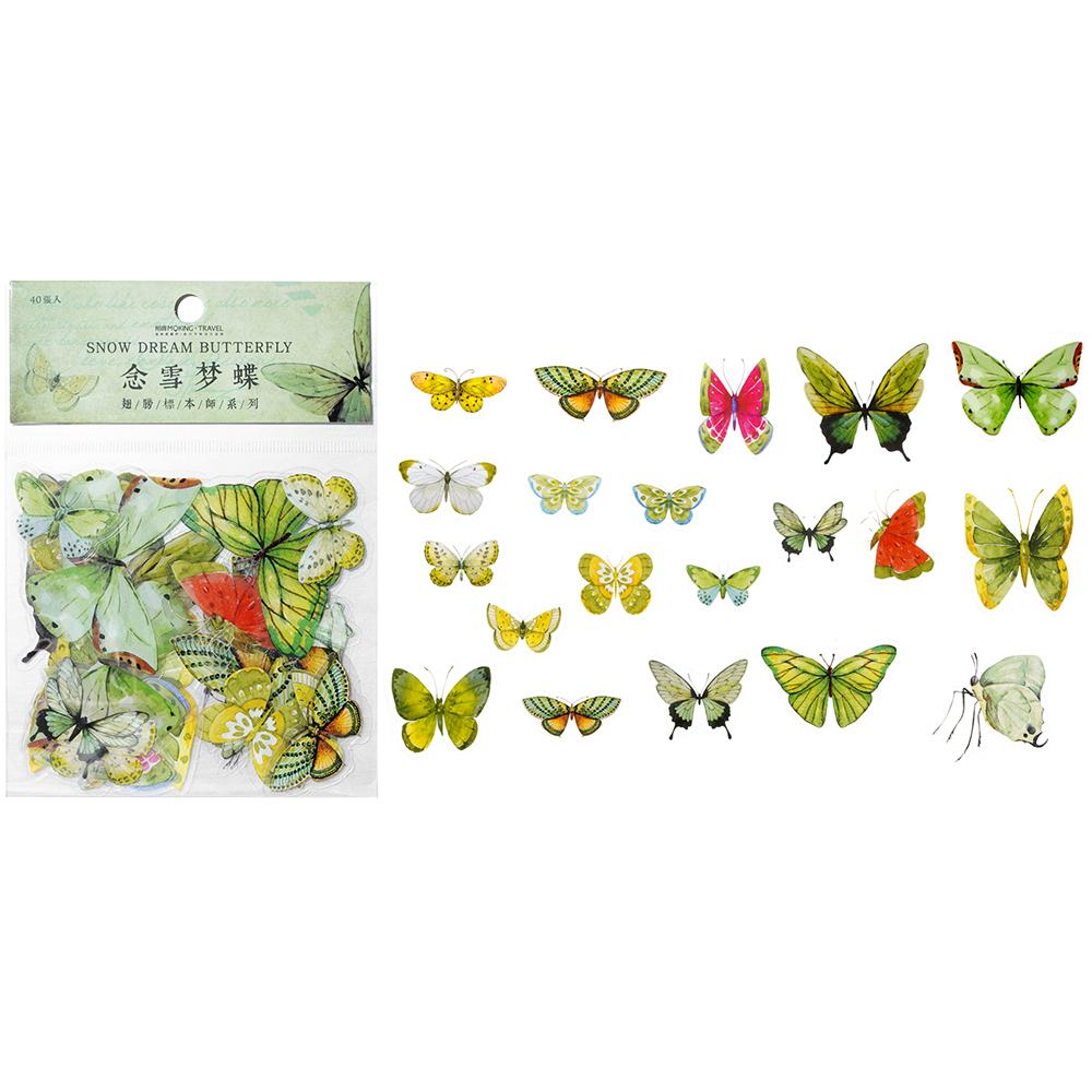 40Pcs/Bag Colorful Butterfly Stickers PET Transparent Decorative Epoxy Resin Fillings for DIY Epoxy Resin Crafts Book Decor