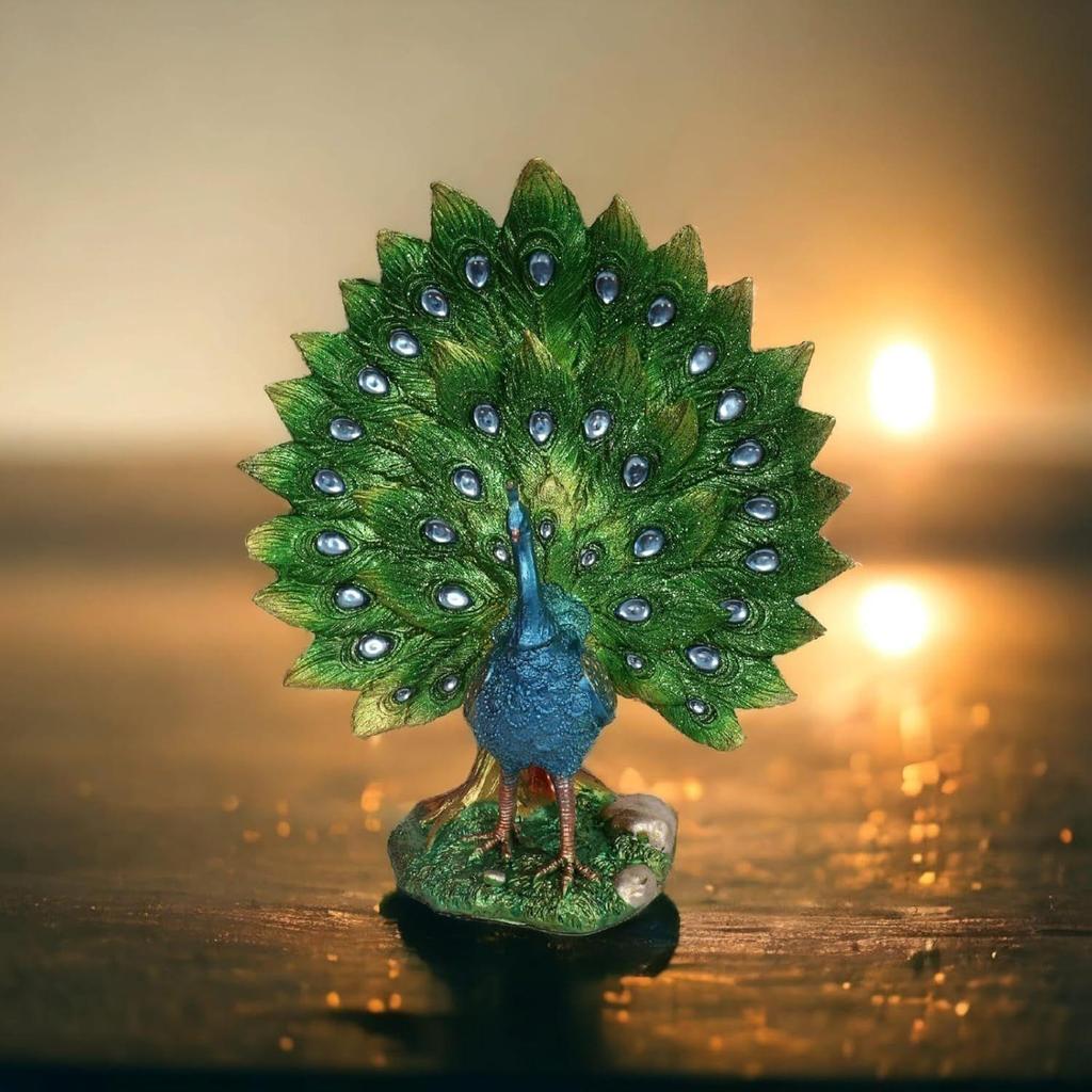 Dancing Peacock Showpieces for Home Decor Items for Home Decor Items (13.5cm * 12.5cm) Showpiece for Living Room