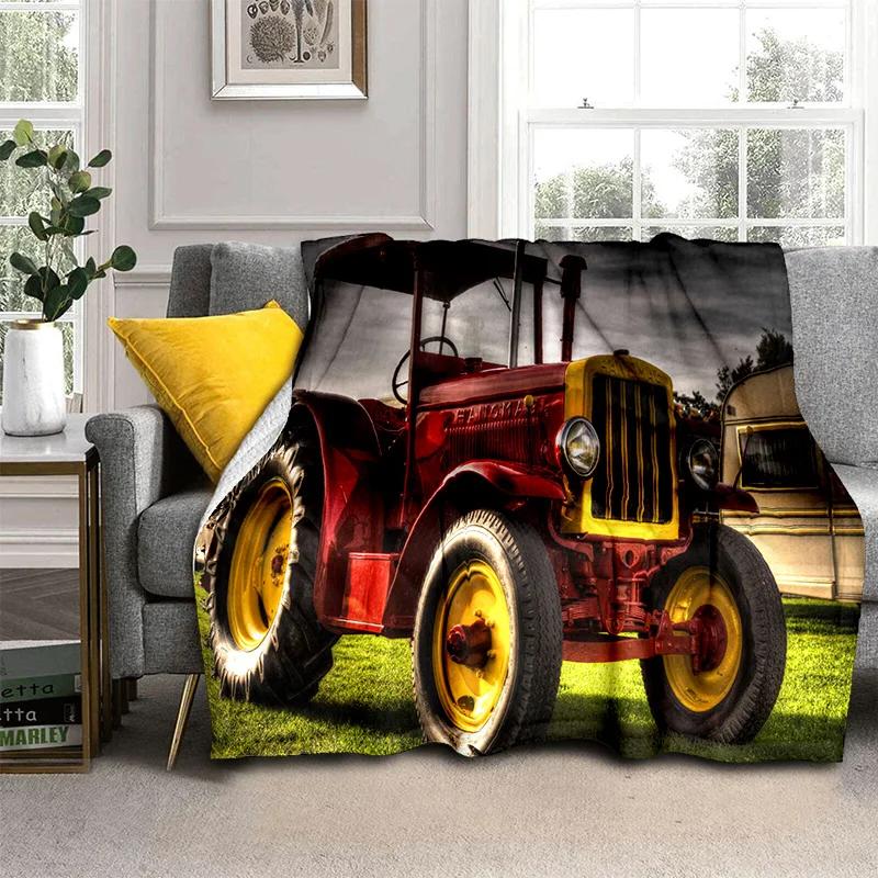3D Retro Car Tractor Truck Series HD Blanket,Soft Throw Blanket for Home Bedroom Bed Sofa Picnic Travel Office Cover Blanket Kid