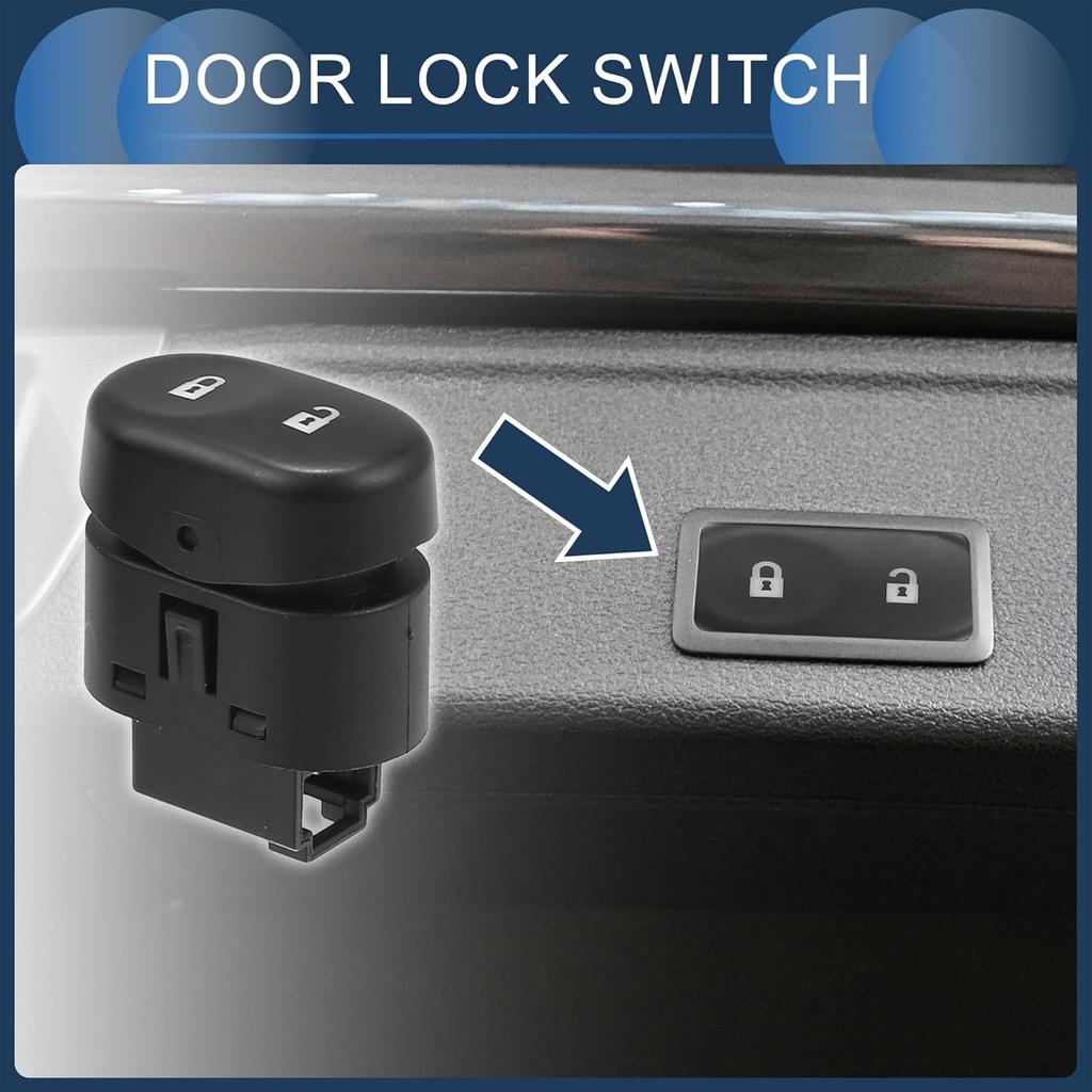 Car Door Lock Switch, Front Left Right No.15823977/15835662 for Chevrolet Malibu 2008 Black, 1 Pair