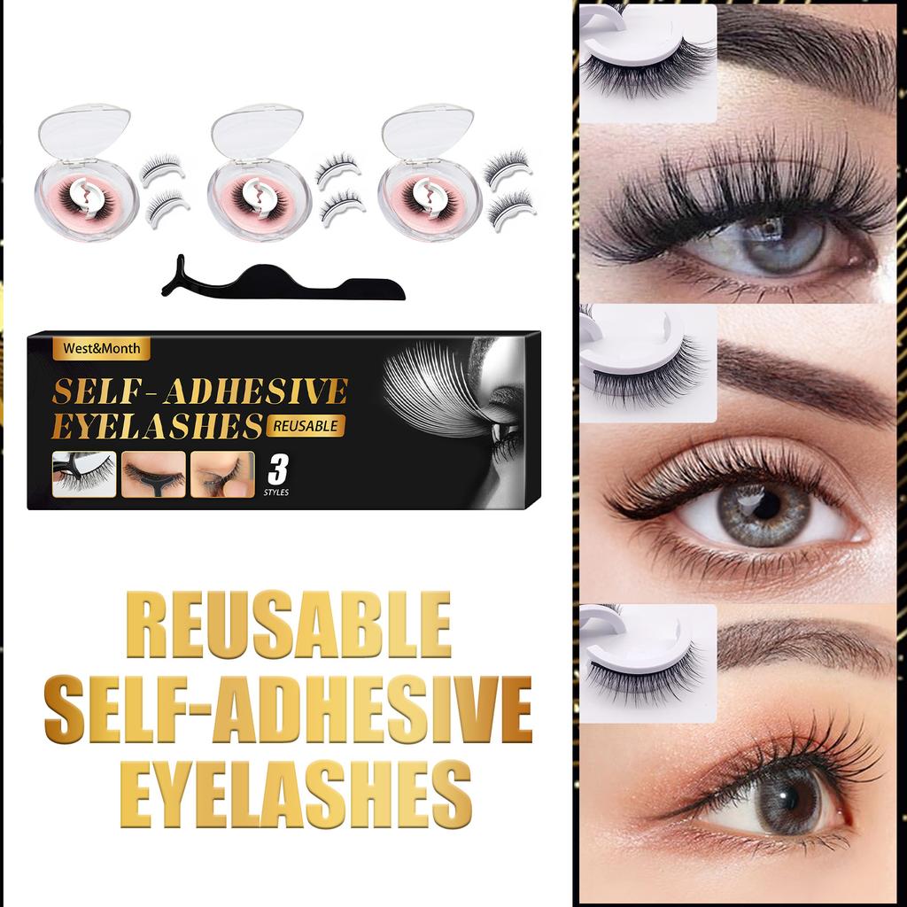 Buy 3 Pairs of Selfadhesive False Eyelashes with Free Glue Self