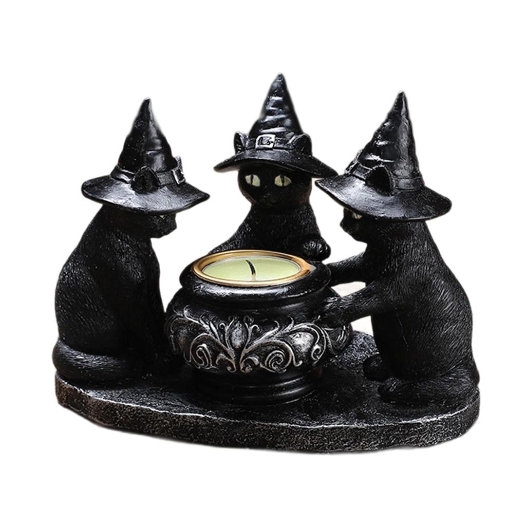 Halloween Table Decor Black Cat Votive Tealight Candle Holders Halloween Decorations Indoor Table Centerpieces Gift