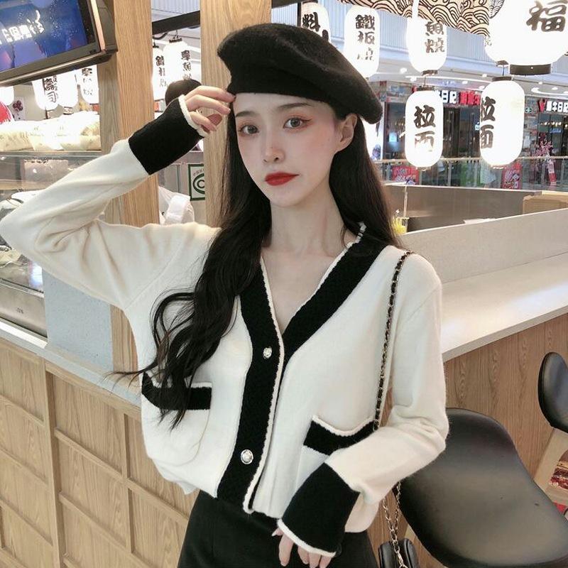 Xiaoxiangfeng sweater jacket women's autumn outer with thin knitted cardigan new V-neck clothing
