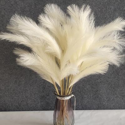 12PCS Bulrush Reed Grass Faux Pompas for Spring Decor Fluffy Artificial Pompous Grass Fake Flower for Vase Filler Ins Style Modern Home Wedding Decor