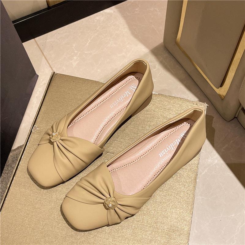 Mary Jane women's shoes soft leather with skirt single shoes women's thick heel soft sole gentle shoes