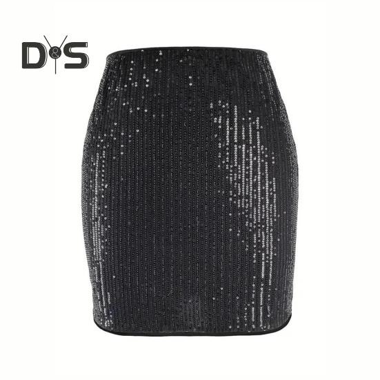 Dame Miniskjørt Høy midje Paljetter Kort skjørt Sexy stil Hofteomsluttende Glitrende skjørt Fester Bryllup Klubber Bruk