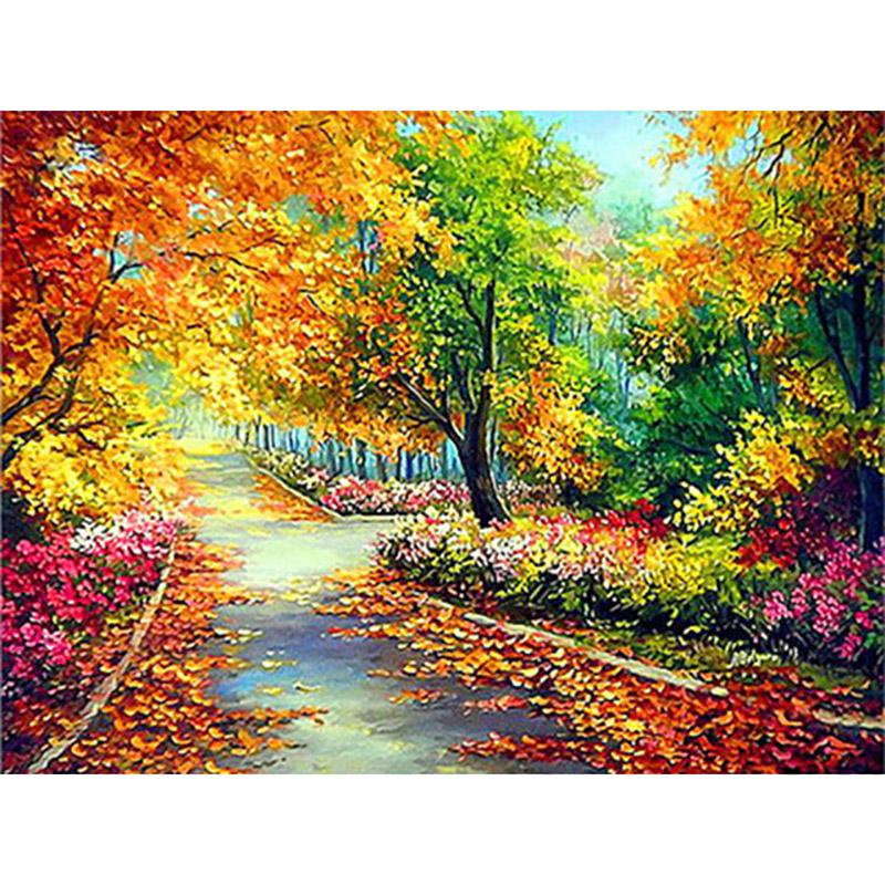 DIY 5D Diamond Painting Kit Full Round Scenery Diamond Embroidery Autumn Cross Stitch Tree Mosaic Crafts Home Decoration