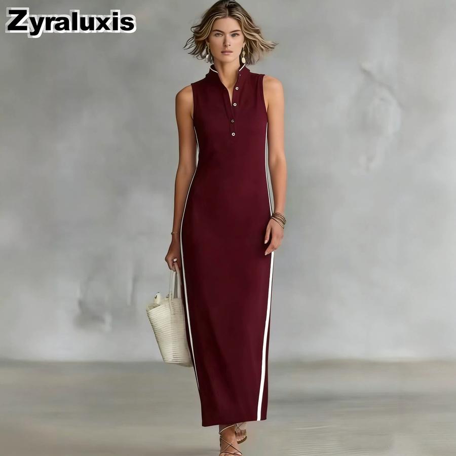 New Style Women's Button-Down Sleeveless Long-Sleeve Slim Fit Dress