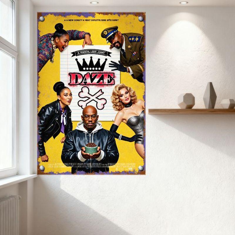 DAZE Spike Lee Movie Retro Metal Tin Sign, Colorful Dynamic Poster with Characters & Graphics, Vintage Home/Bar/Cafe Man Cave De