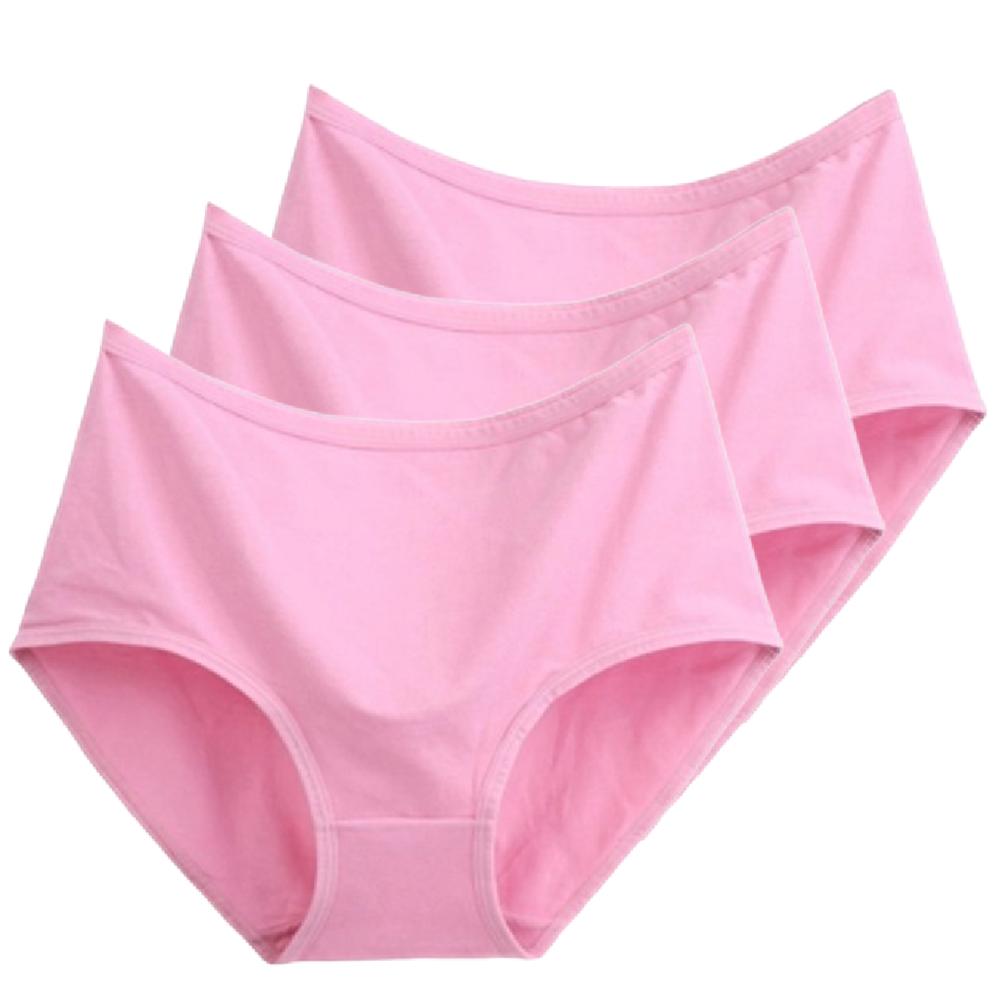 3pcs High Waist Women's Panties Women's Large Size Panties Solid Color High-waisted Triangle Pants Underwear Briefs