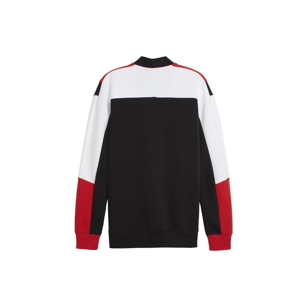Puma Kurtka dresowa Ferrari Race Mt7 Color Block Casual Retro Sportowa Stójka Pełny zamek długi rękaw Kurtka Męska Czarna 623808-01