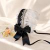Ribbon Bow Cosplay Headpiece Lace Trim Anime Headband Lovely Lace Headband  For Maid Costume