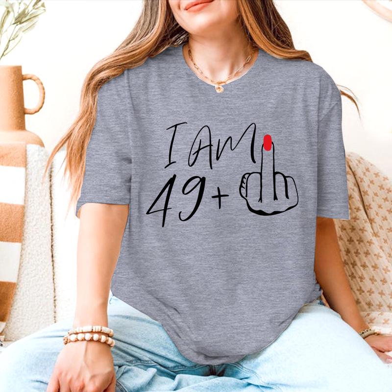 I AM49+ European Size Modal Round Neck Short Sleeve T-Shirt - Casual Loose Fit