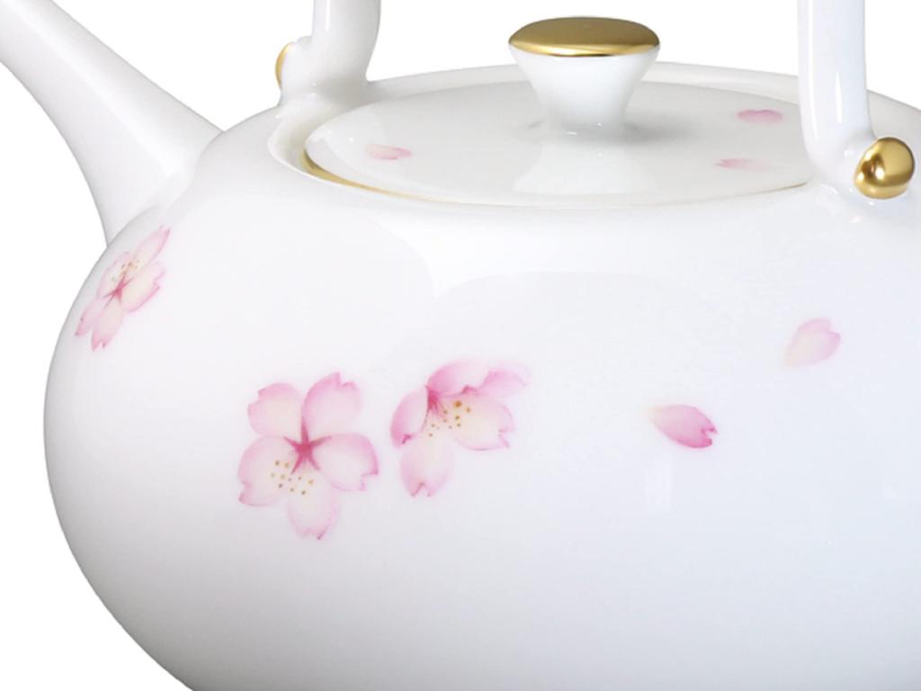 Okura Touen [Ručně malovaný] Sakura Chirori (Keramická konvice) Cca. 400cc, Vyrobeno v Japonsku, 62B/C303