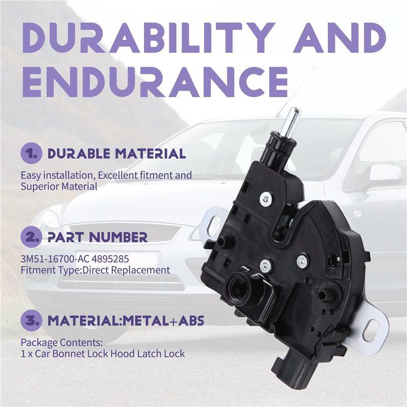 Durable-For Ford Focus MK2 2004-2012 Hood Latch Lock Car Bonnet Lock 3M51-16700-AC 4895285 Car Accessories