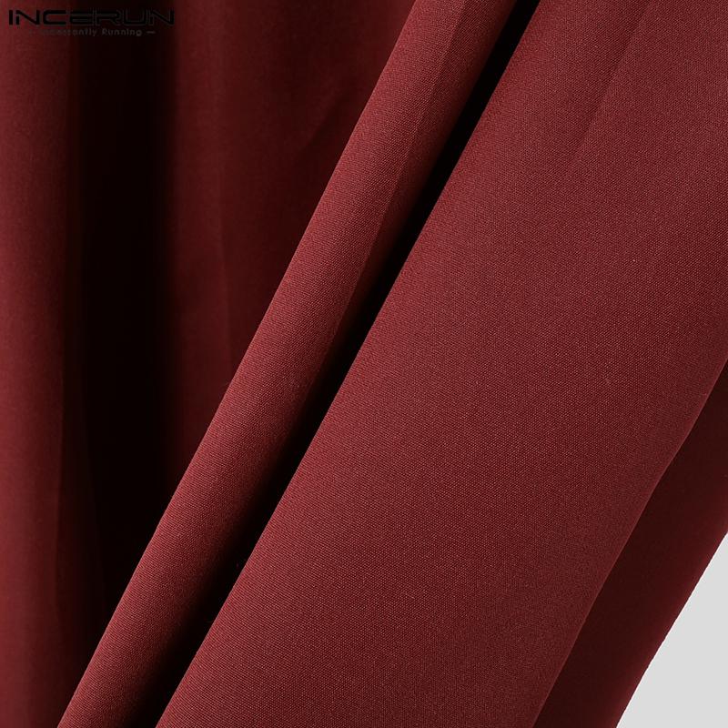 INCERUN Men High Wrap Waist Side Zip-up Casual Loose Wide Legs Pants Long Trousers