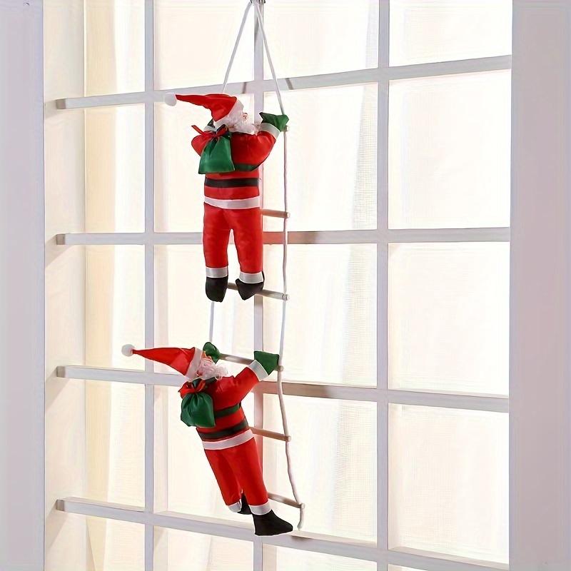 

Decoration of Santa Claus on Ladders - Wall Hanging Polyethylene Santa Claus Statue, Festival Party Prop, No Battery Required