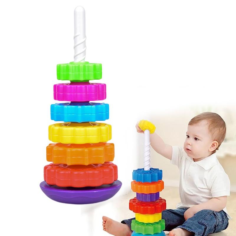 Rainbow Rotating Baby Early Education Stacking Circle Children's Educational Toy