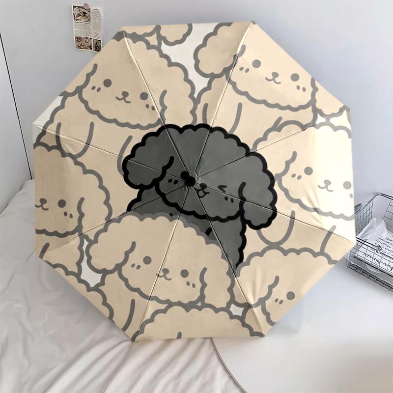 

1 PC Poodle dog Automatic Folding Umbrella - Cartoon Pattern, Portable & Foldable Design with 8 Ribs, Christmas Birthday Gifts