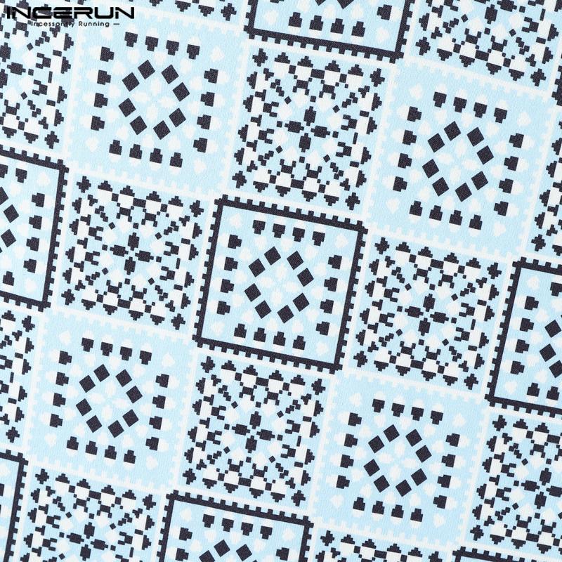 INCERUN Men Lapel Sleeveless Plaid Print Casual Thin Loose Tank Tops