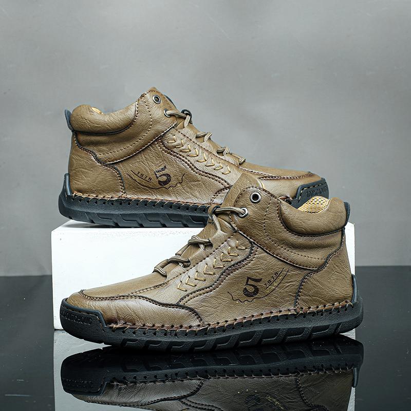 New Autumn Handmade Leather Men Boots Outdoor Design Sneakers Man Breathable Casual Leather Shoes Men Ankle Boots Fall Plus Size