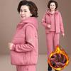 Verdickter Freizeitanzug für den Winter für Damen, mit Kapuze, langärmelige ärmellose Weste + warme Hose, zweiteiliges Set