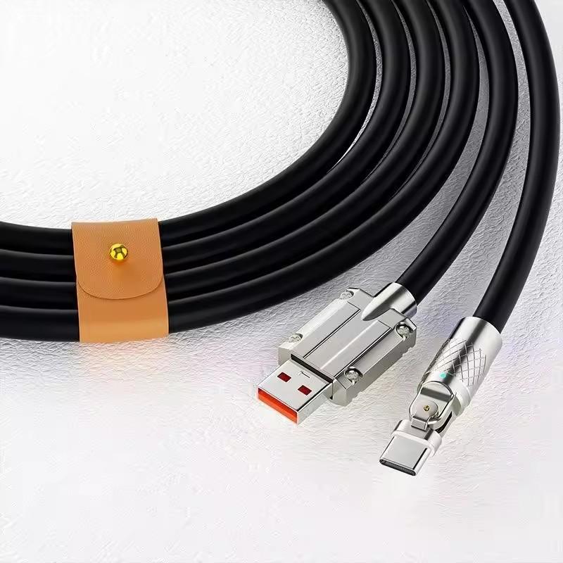 

120w 6a Super Fast Charge Type C Silicone 180 ° rotating elbow TYPE-C-C data cable 1.5M Usb Cable Usb C to C Charger Cable