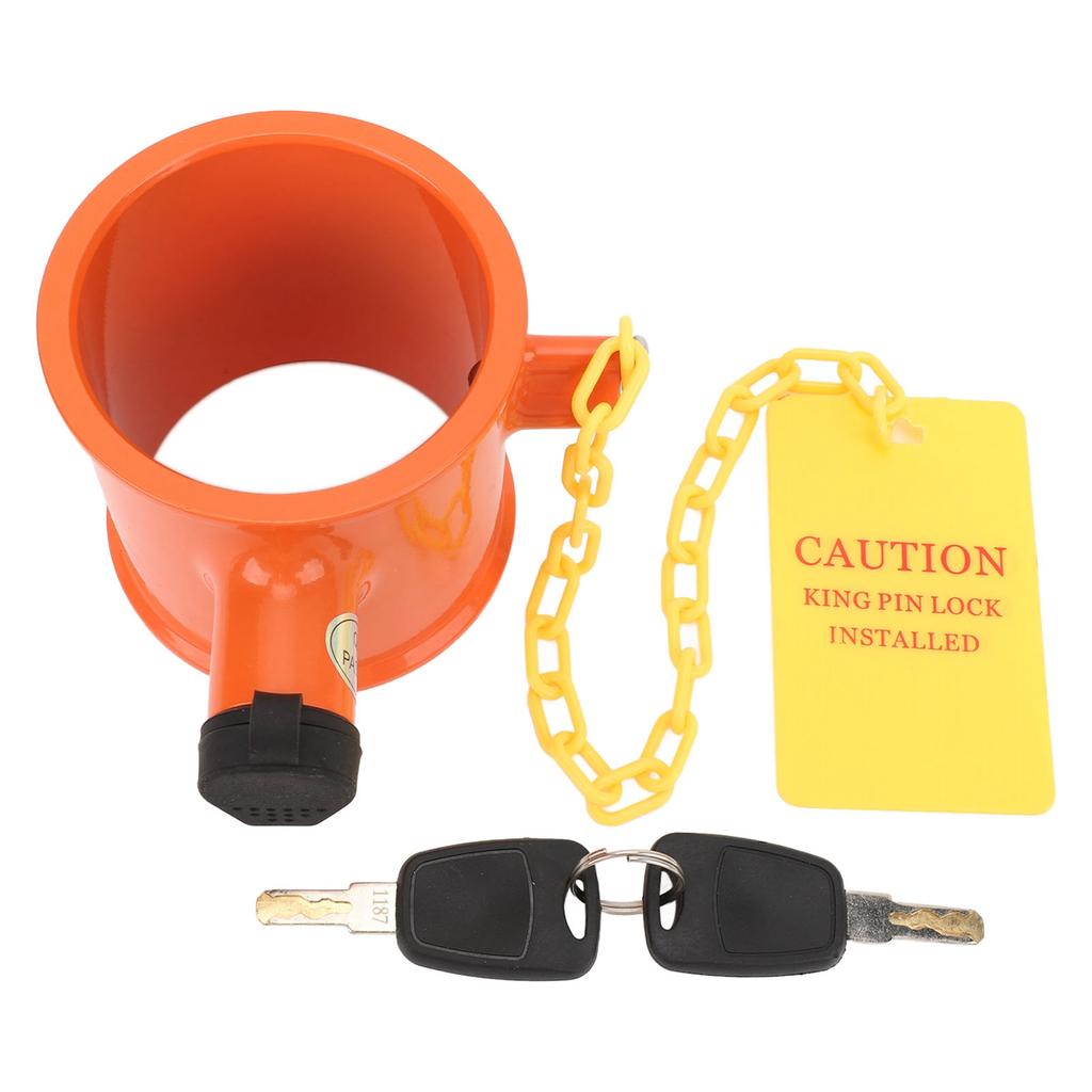 Trailer 5th Wheel Pin Lock 74mm Aluminum Alloy Warning Tag Anti Theft Fifth Wheel Hitch Lock for RV Boat Camper Semi