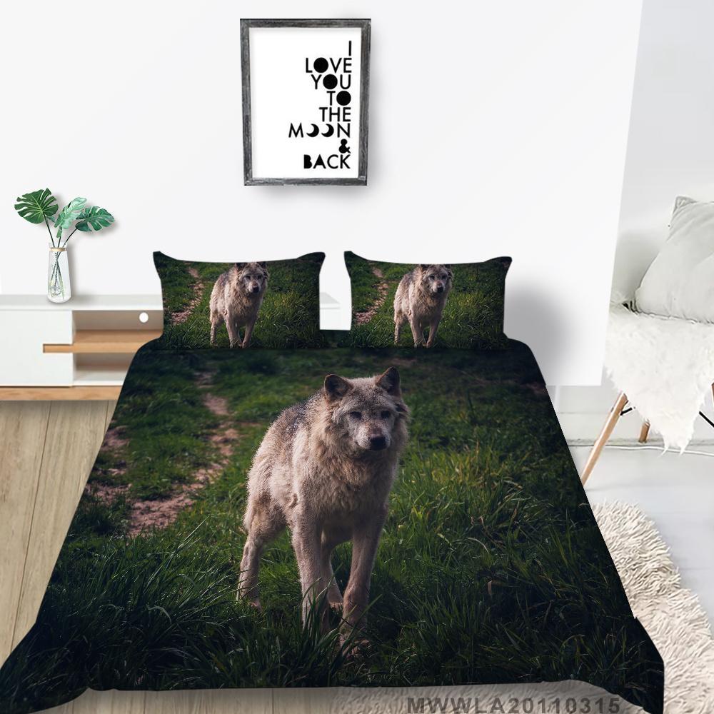 2023 New Style Comforter Cover Set 3D Wolf Printing Duvet Cover Animals Polyester Home Textiles Boys Girls Single Size Pillowcase