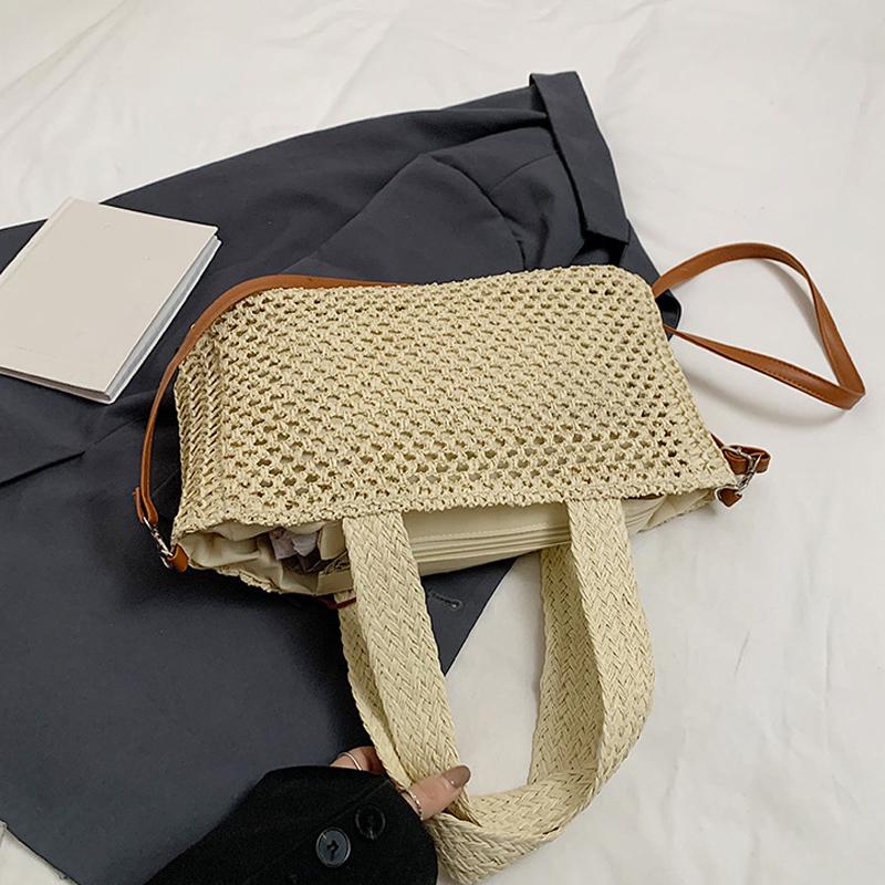 Sommer Geflochtene Hohle Strandtasche Damenmode Korb Umhängetasche Multifunktionale Picknick Handtasche Damen Schultertasche AVE