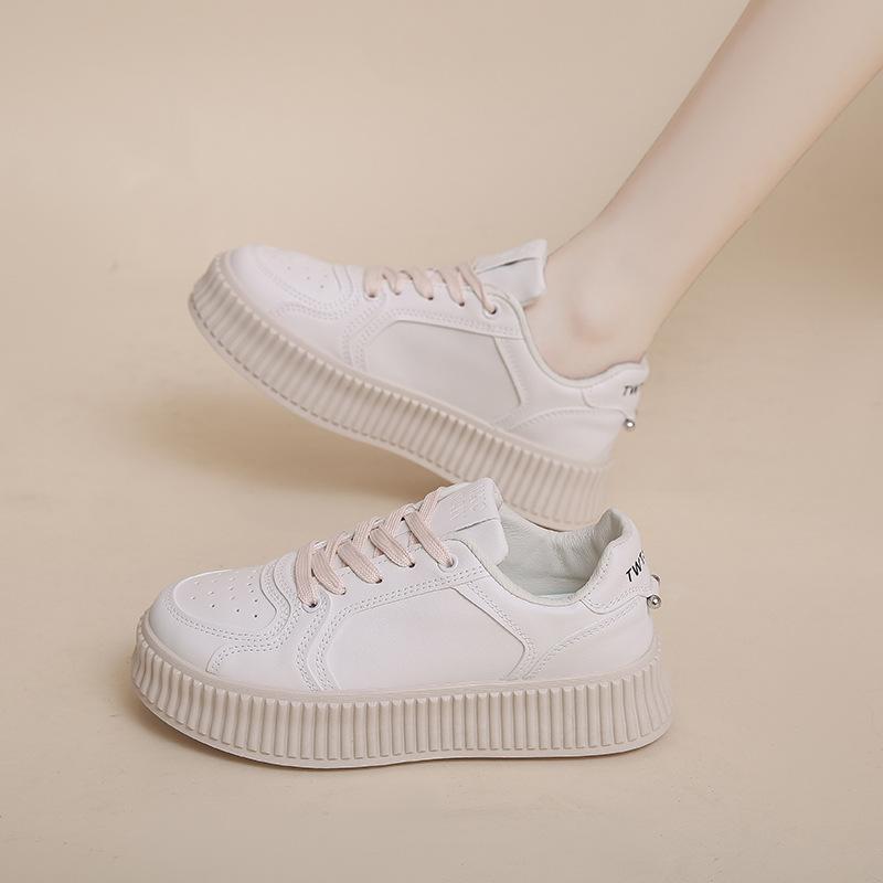 New Style Small White Shoes Female Korean Version Student Running Board Shoes Female Casual Thick-soled Biscuit Shoes