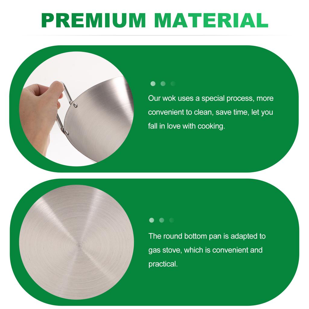 Stainless Steel Wok Frying Pan for Home Kitchen Cauldron Pot with Handle Multi-functional