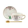 Christmas Ceramic Teapot Cup Teaware Set with Gift Box Gold Plated Handle Coffee Cup Saucer Spoon  Afternoon Tea Mug Xmas Gifts