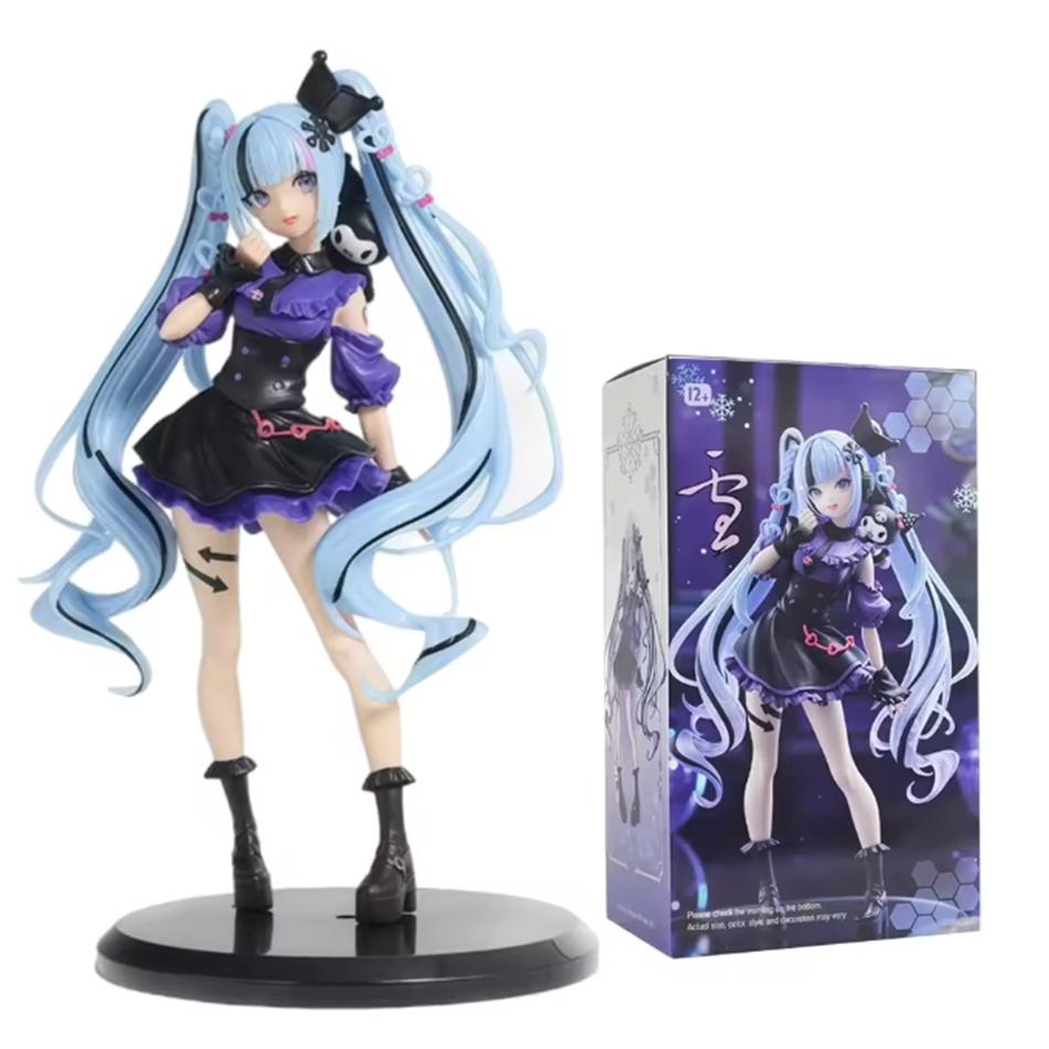 19cm Anime Little Devil Hatsune Miku Handmade Little Raccoon Miku Dark Angel Handmade PVC Model Anime Peripheral Ornaments Gifts