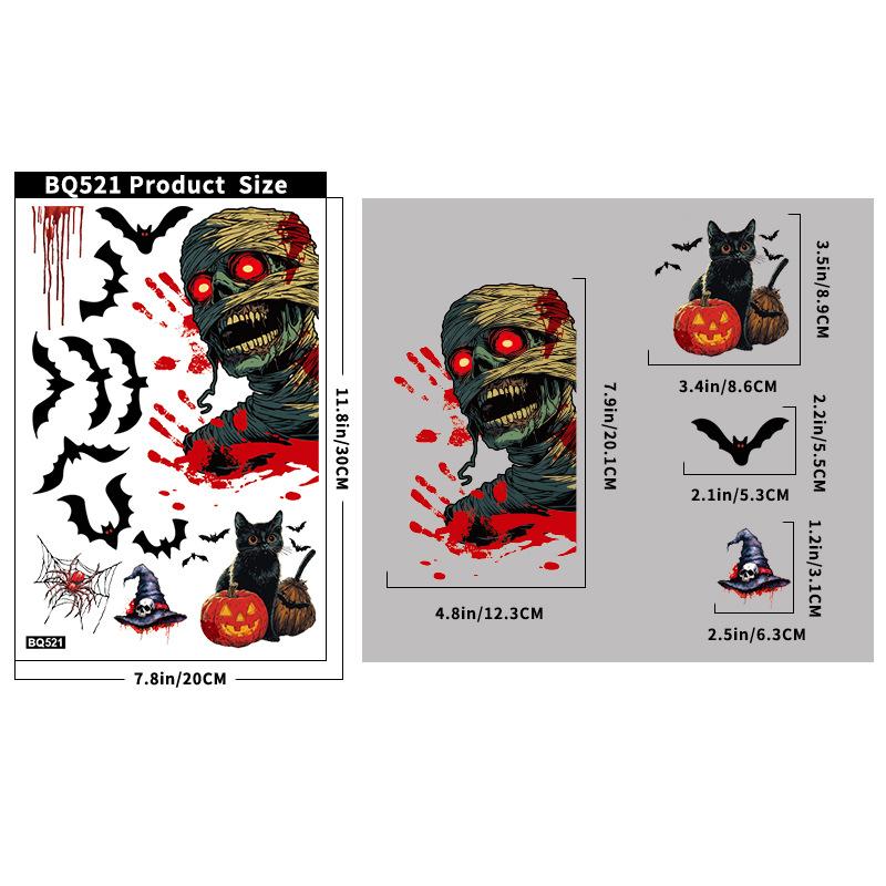 Death Scythe Terror Bat Ghost Static Electricity Stickers Halloween Decorations Creative Pumpkin Reaper Glass Stickers