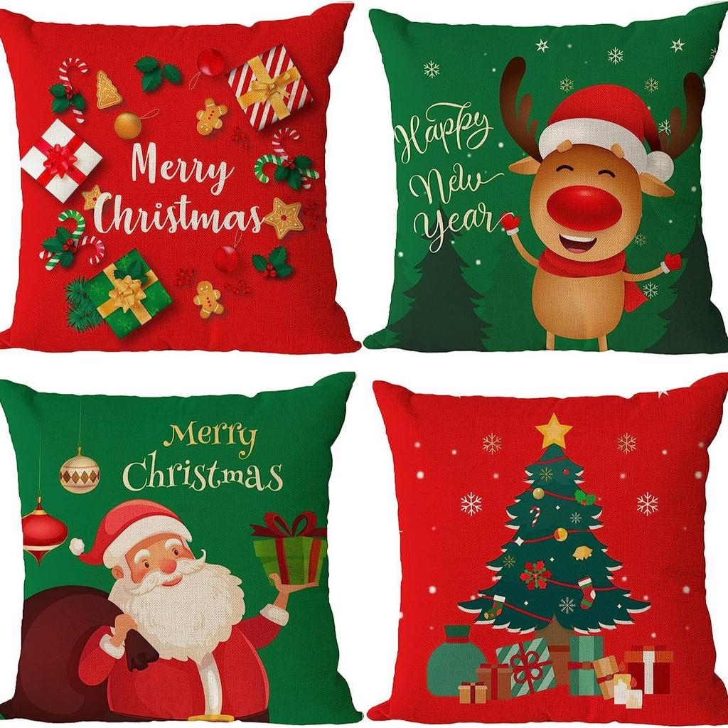 New Christmas Tree Printed Pillowcase Home Cushion Cover Christmas Decoration Sofa Pillowcase