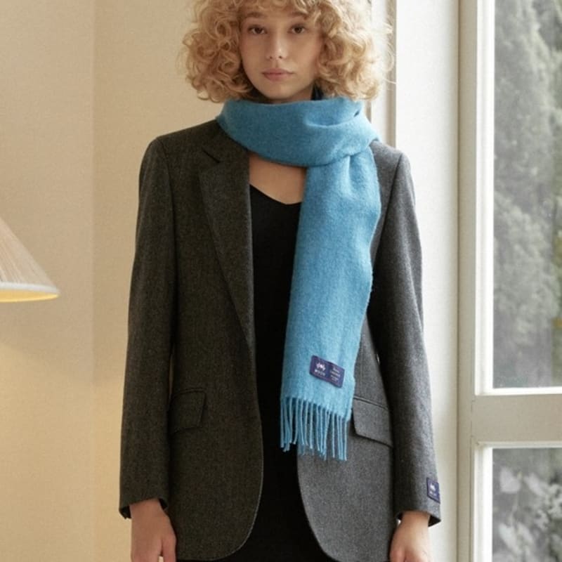 ABRAHAM MOON Merino Wolle Schal 25cm - Ozeanblau