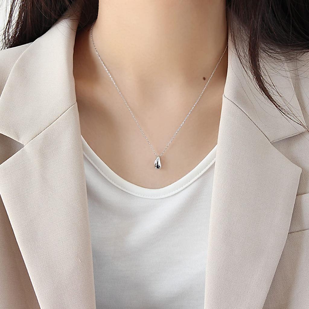 Necklace for 18K Gold 925 with Genuine Jewelry [Pasurohu] Women, K18, Coating, Silver, Pendant, Teardrop, Popular, Delicate, Gold, Platinum, Adjuster,