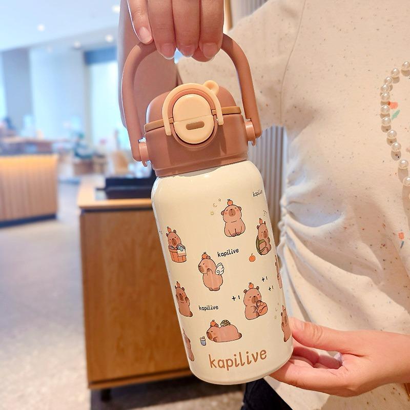 Söta Barntermosflaskor För Flickor Pojkar 316 Rostfritt Stål Dubbelt Drickstrå Isolerad Kopp För Skola Utomhus Termisk