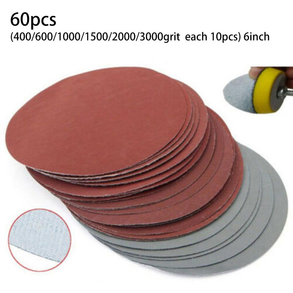Buy 60Pcs/Set 6in Wet Dry Sandpaper Grinding Polishing Sanding Discs