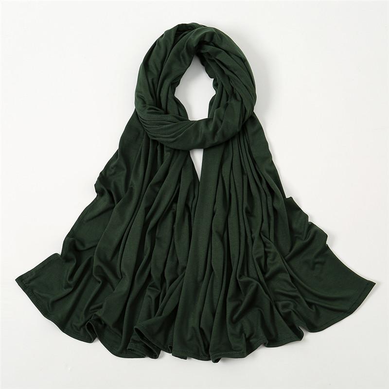 Plain Jersey Thick Hijab Scarf Cotton Polyester Wrap Elasticity Shawls Foulards Long Stretchy Turban Muslim Head Snood 180*60Cm