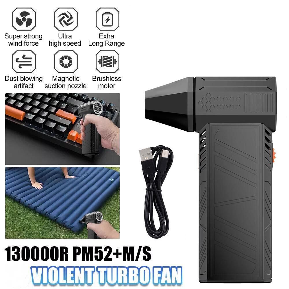 130000 RPM Mini Turbo Jet Fan 52m/s Brushless Motor Turbo Violent Fan Rechargeable Industrial Duct Fan Handheld Car Wash Dryer